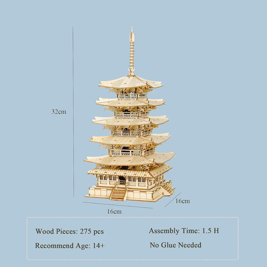 Rolife Pagode Holzpuzzle Modellbausätze-Japanische Architekturmodelle Baukästen 3D Puzzle Erwachsene