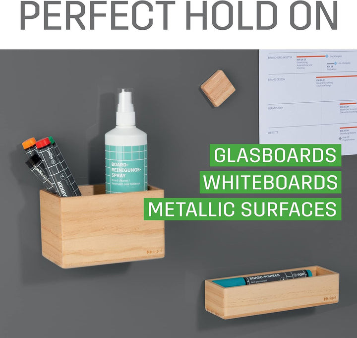 SIGEL BA401 magnetische Aufbewahrungsbox, beige, 13 x 8 cm, Massivholz Pinie, für Whiteboards und Gl