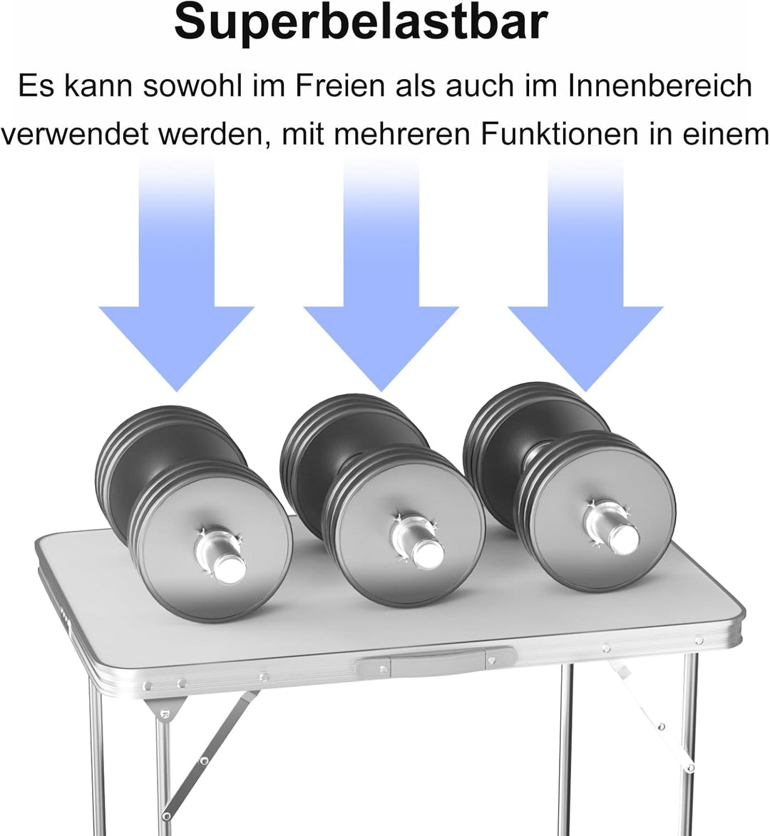 Yiyai Campingtisch Klappbar Leicht & Kompakt Balkontisch - 80 x 60cm Aluminium Klapptisch für 4 Pers