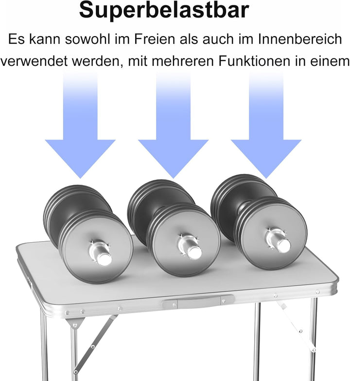 Yiyai Campingtisch Klappbar Leicht & Kompakt Balkontisch - 80 x 60cm Aluminium Klapptisch für 4 Pers