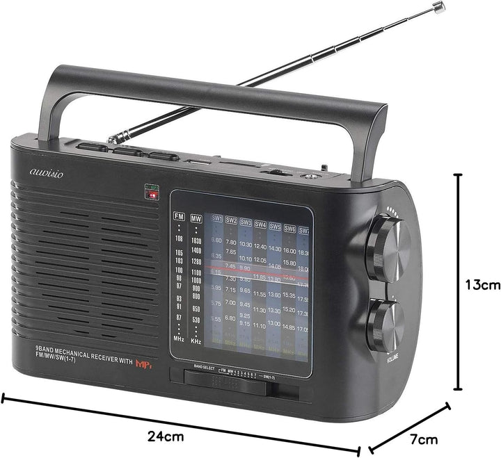 auvisio Kurzwellenradio: Analoger 9-Band-Weltempfänger mit Bluetooth, USB, SD, AUX und Akku (Weltemp
