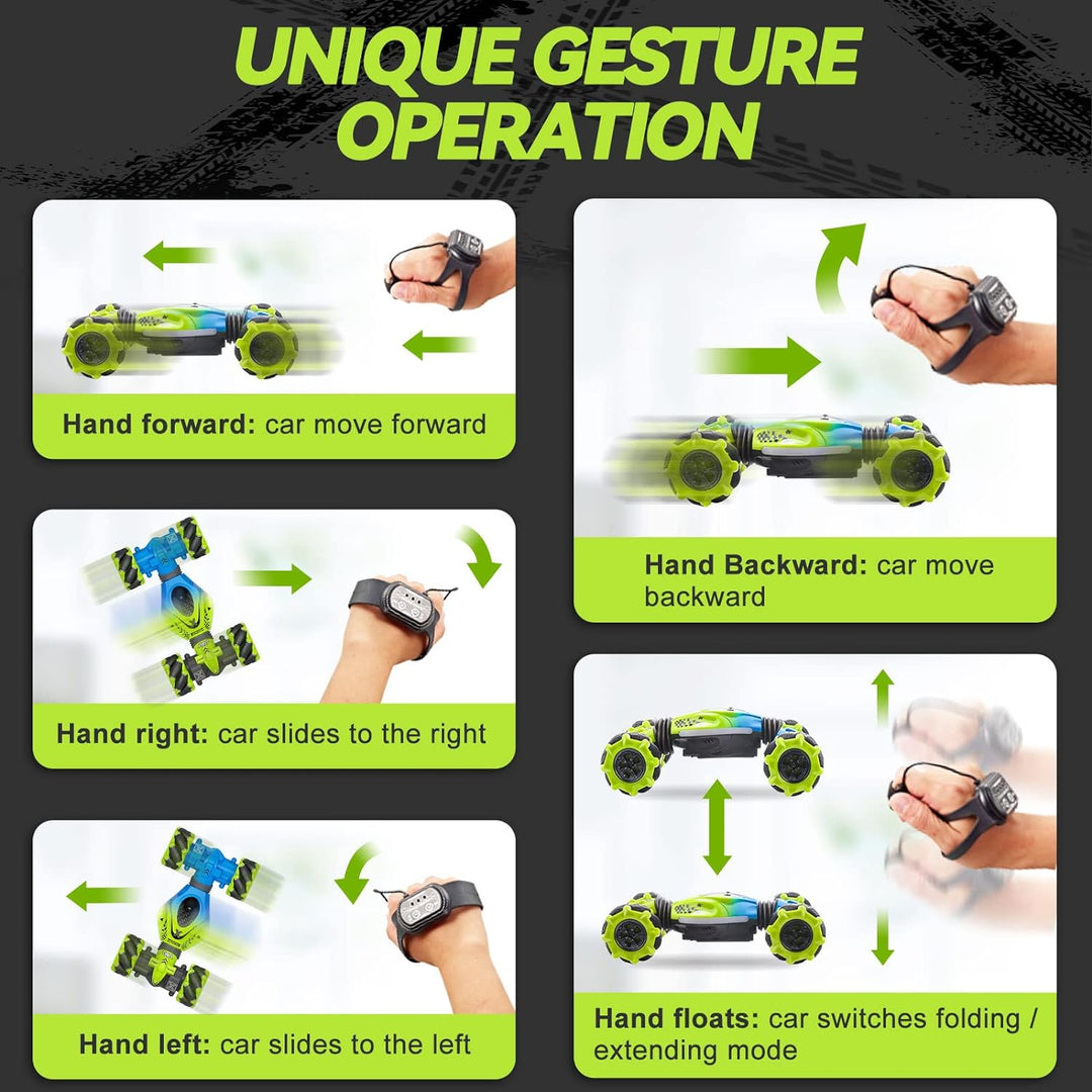 Dysaim Ferngesteuertes Auto RC Stunt Car mit Handsteuerung 2,4 GHz 4WD 360° Drehung Crawler Offroad