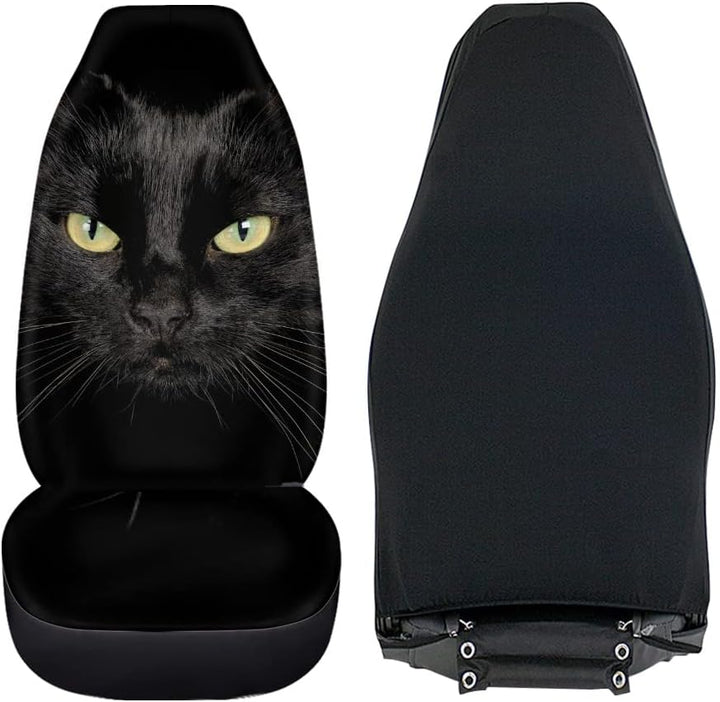 chaqlin Universal Black Cat Autositzbezug Set von 2 Front Full Auto Zubehör Schutzhülle Tasche für F