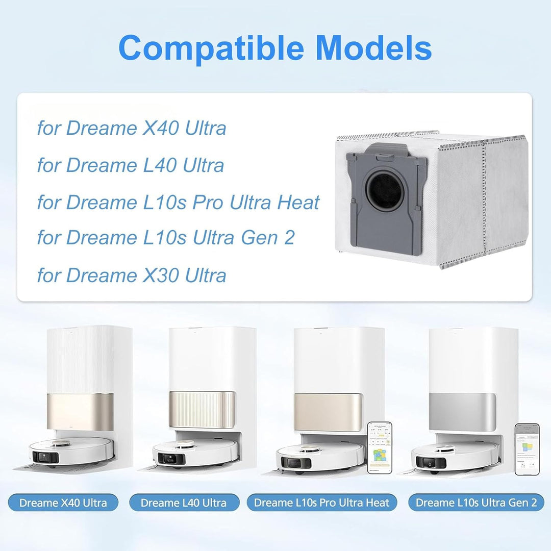 AiLomey 12 Stück Staubbeutel für Dreame L10s Pro Ultra Heat/ X40 Ultra/ X30 Ultra Complete Roboter S