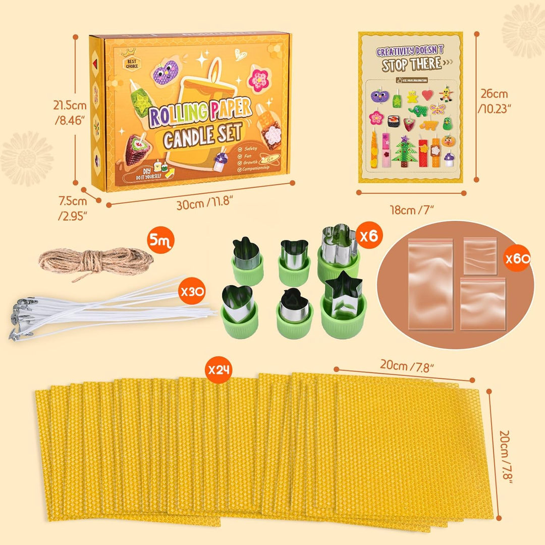 YOOHBERRYS Bienenwachsplatten für Kerzen, 24PCS Gelbe Bienenwachsplatten, Wachsplatten für Kerzen mi