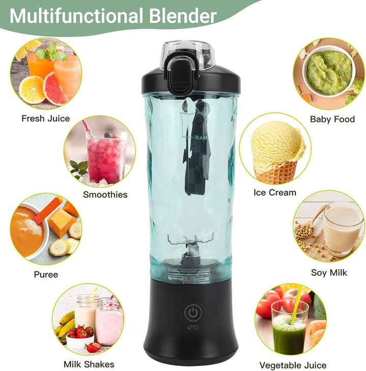 Tragbarer Smoothie Maker Mixer, 600ML Standmixer für Smoothies, Saft und Shakes, Portable Mini Blend