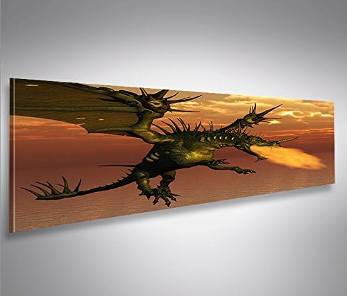 islandburner Bild Bilder auf Leinwand Drache V2 Panorama XXL Poster Leinwandbild Wandbild Dekoartike