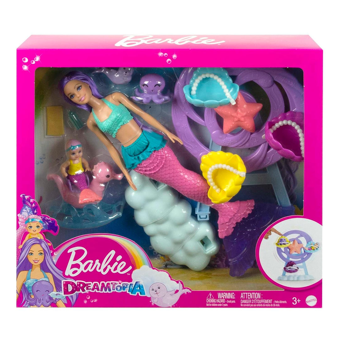 Barbie Dreamtopia, Barbie Meerjungfrau mit lila Haaren und rosa Schwanz, Baby Meerjungfrau Puppe, Ba