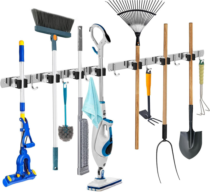 WECUTE Besenhalterung Wand 2 Stรผck Gerรคtehalter Hakenleiste Besenhalter Gartengerรคtehalter Gartenger