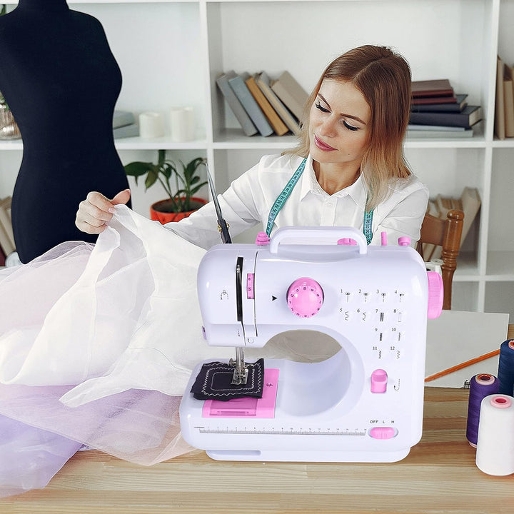 Retoo Nähmaschine Mini und LED Licht für Kinder und Anfänger 12 Stichmuster Elektronische Profi Haus