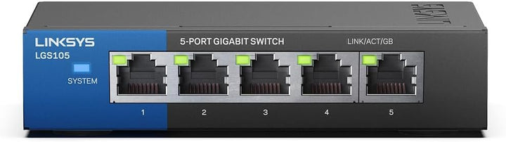 Linksys LGS105 Unmanaged Gigabit Ethernet (10/100/1000) Black Blue