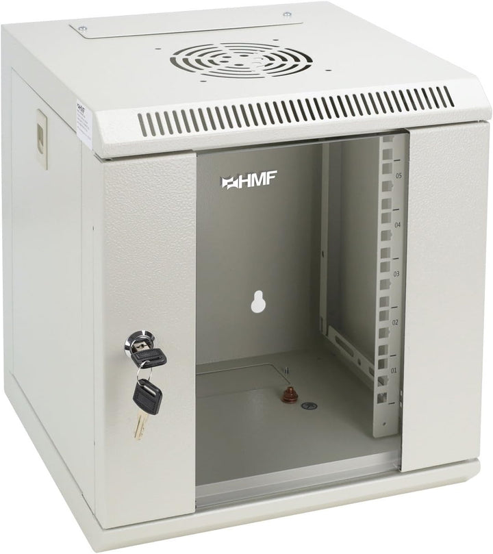 HMF 63306-07 Serverschrank 10 Zoll, 6 HE, Netzwerkschrank, Wandschrank, 10", 31,2 x 30 x 35 cm, Voll
