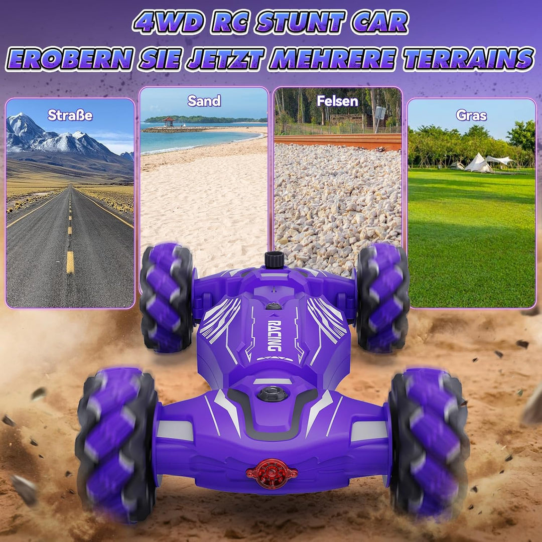 Dysaim Ferngesteuertes Auto ab 6 7 8 9 10 12 Jahre, RC Stunt Car, 360°Drehung Drift 4WD RC Auto mit
