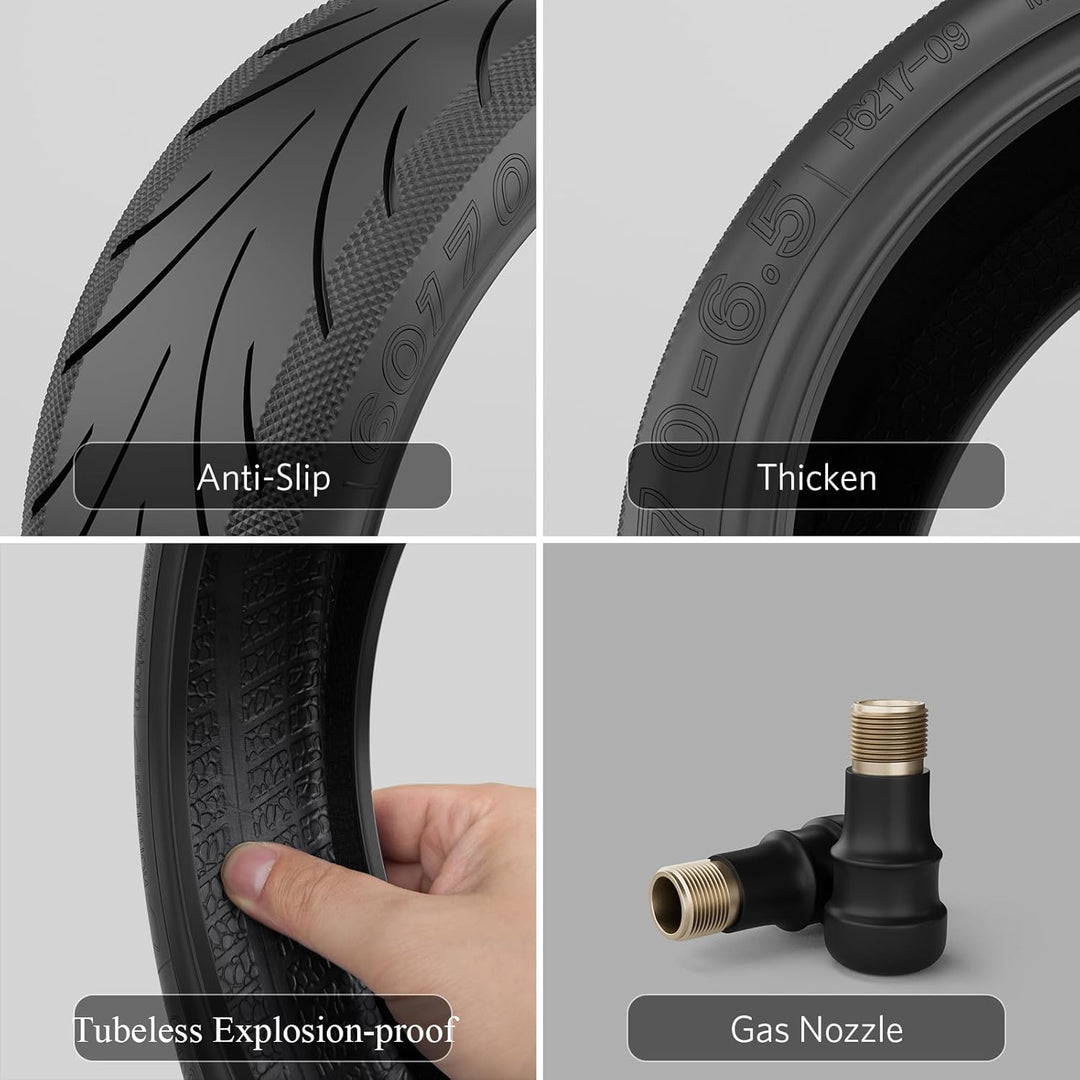 OUXI 10 Zoll Tubeless-Ersatzräder für Ninebot G30 Max /G30D 60/70-6.5 Tubeless-Gummireifen, 60/70-6,