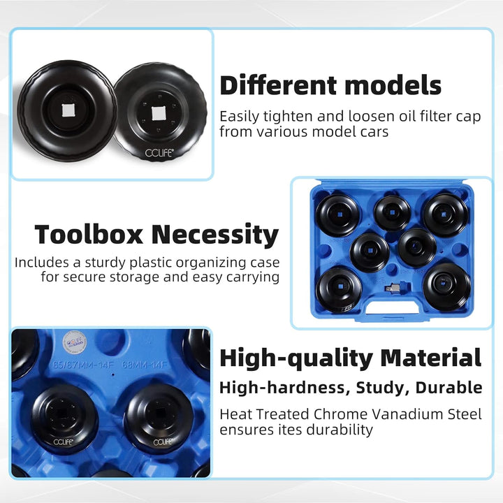 CCLIFE 15 tlg Universal ÖlFilter Ölfilterkappen Ölfilterschlüssel Werkzeug 15tlg Ölfilterkappen, 15t