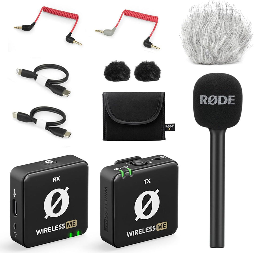 Rode Wireless ME Drahtlos Mikrofon-System + Interview GO Handadapter + keepdrum Windschutz WiME + In