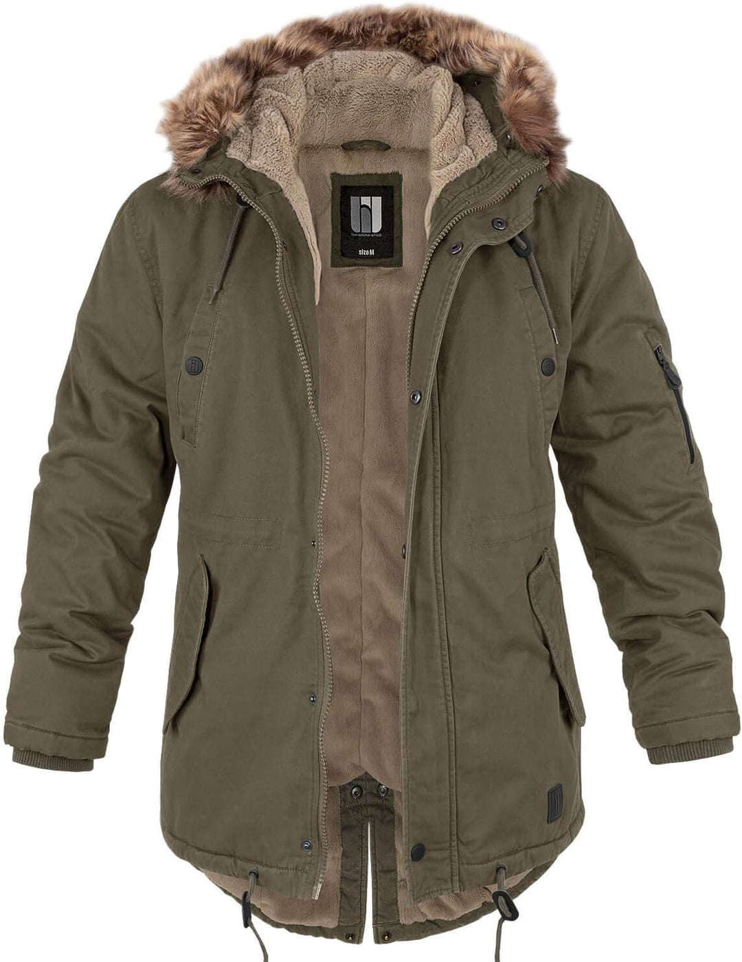 bw-online-shop Winterparka Fishtail mit Futter Herren Parka Jacke XXL Oliv, XXL Oliv
