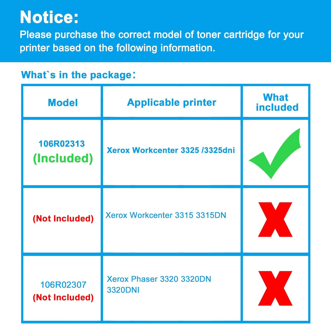 LCL Kompatibel Tonerkartusche 106R02313 3325 11000Seiten (1 Schwarz) Ersatz für Xerox Workcenter 332