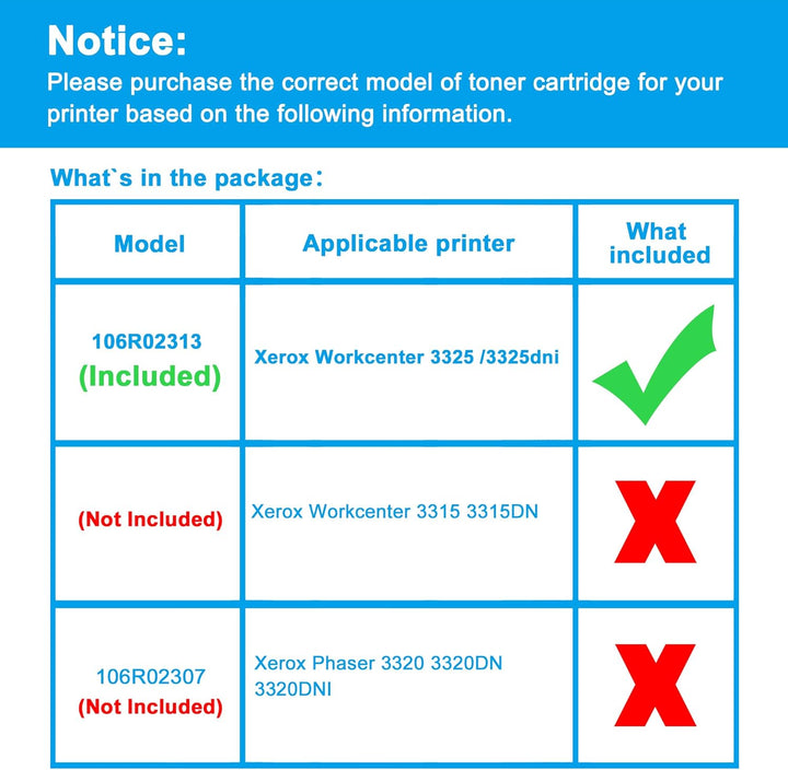 LCL Kompatibel Tonerkartusche 106R02313 3325 11000Seiten (1 Schwarz) Ersatz für Xerox Workcenter 332