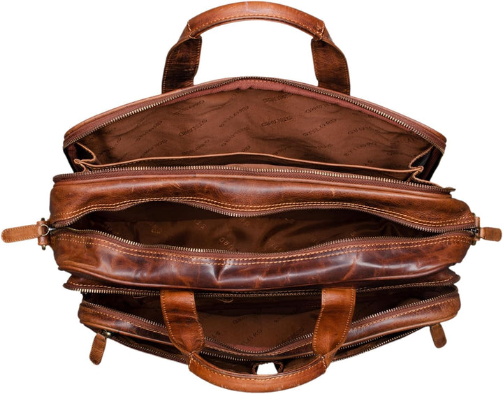 STILORD 'Remus' Ledertasche Umhängetasche Leder Aktentasche Gross 15,6 Zoll Laptoptasche abnehmbarer