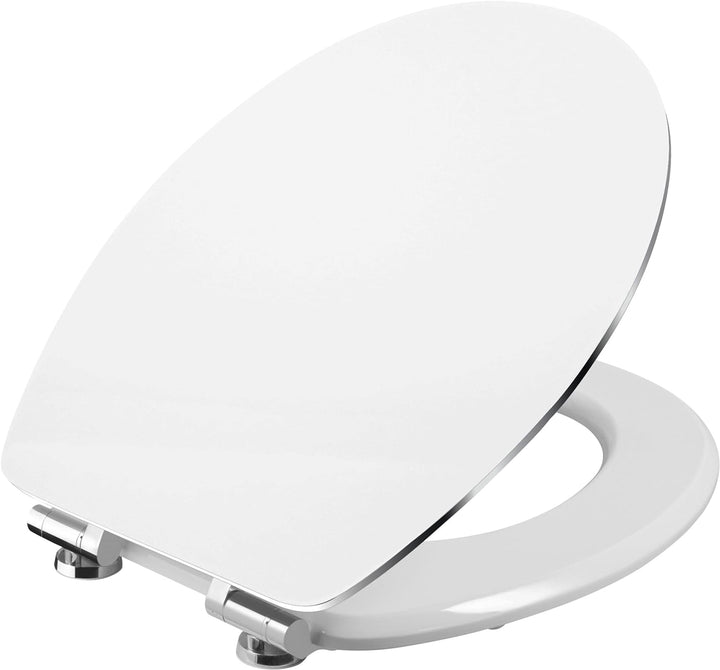 Cornat WC-Sitz Prime "White Steel" - Ansprechendes Design - Hochwertiger Holzkern - Absenkautomatik