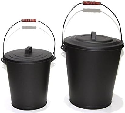 Grillpaul Mustang 2er Set Ascheeimer mit Deckel u. Tragebügel Eimer anthrazit 11+ 20