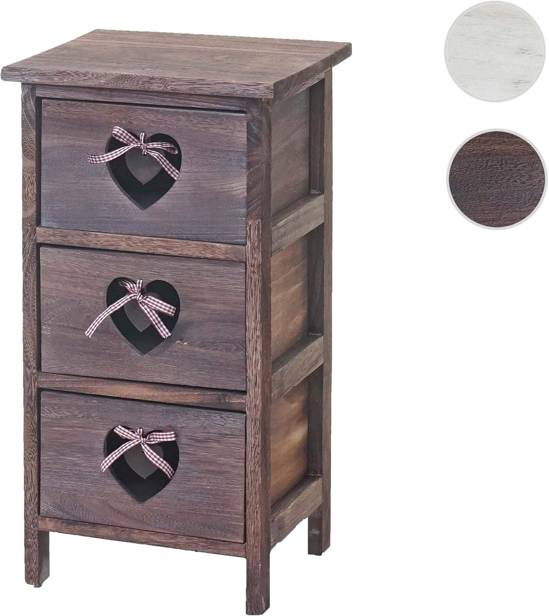 Mendler Kommode Forli, Schubladenkommode Schrank, 3 Schubladen mit Herzen 55x29x25cm, Shabby-Look, V
