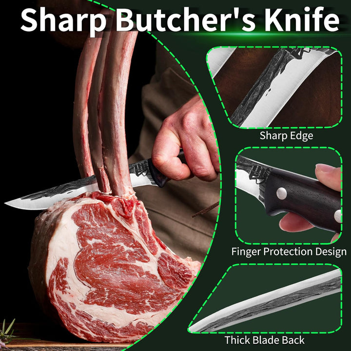 FULLHI Ausbeinmesser, Multi-Farben Griff Full Tang Küchenmesser, High Carbon Steel Carving Fishing D