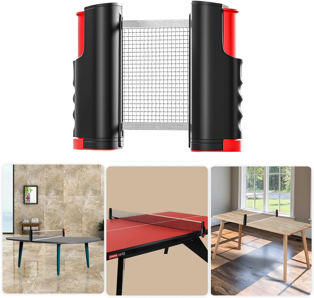 HOMURY Tischtennisschläger Set: Profi Tischtennis Set mit 2 Tischtennisschläger + Einziehbarem Netz