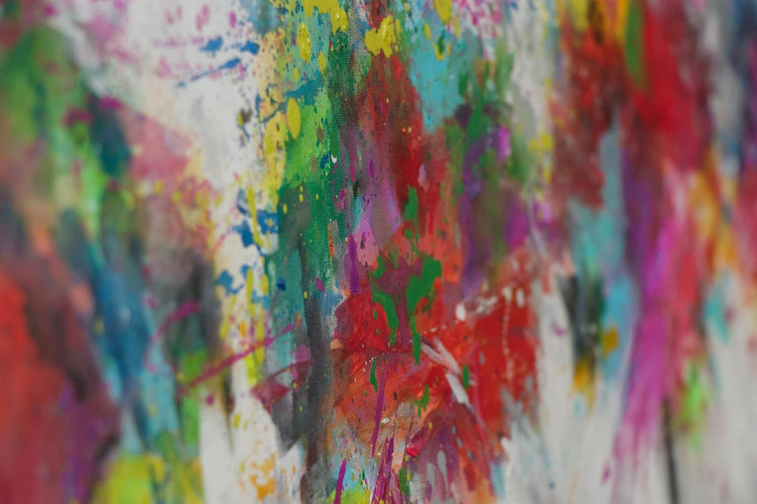 YS-Art Abstrakt Design Acryl Gemälde auf Leinwand bunter Wald handgemalt Wandbilder Wohnzimmer moder