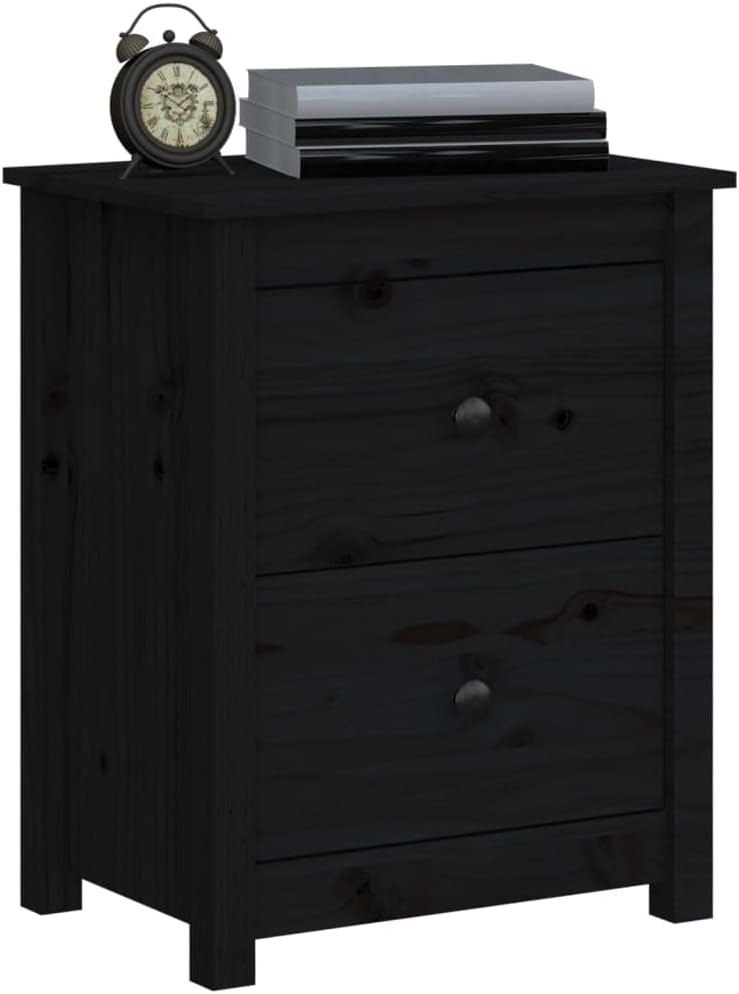 FIRBNUS Bedside Table Nachtkonsole Beistelltisch mit Stauraum Night Stand Nachttische 2er Set Schwar