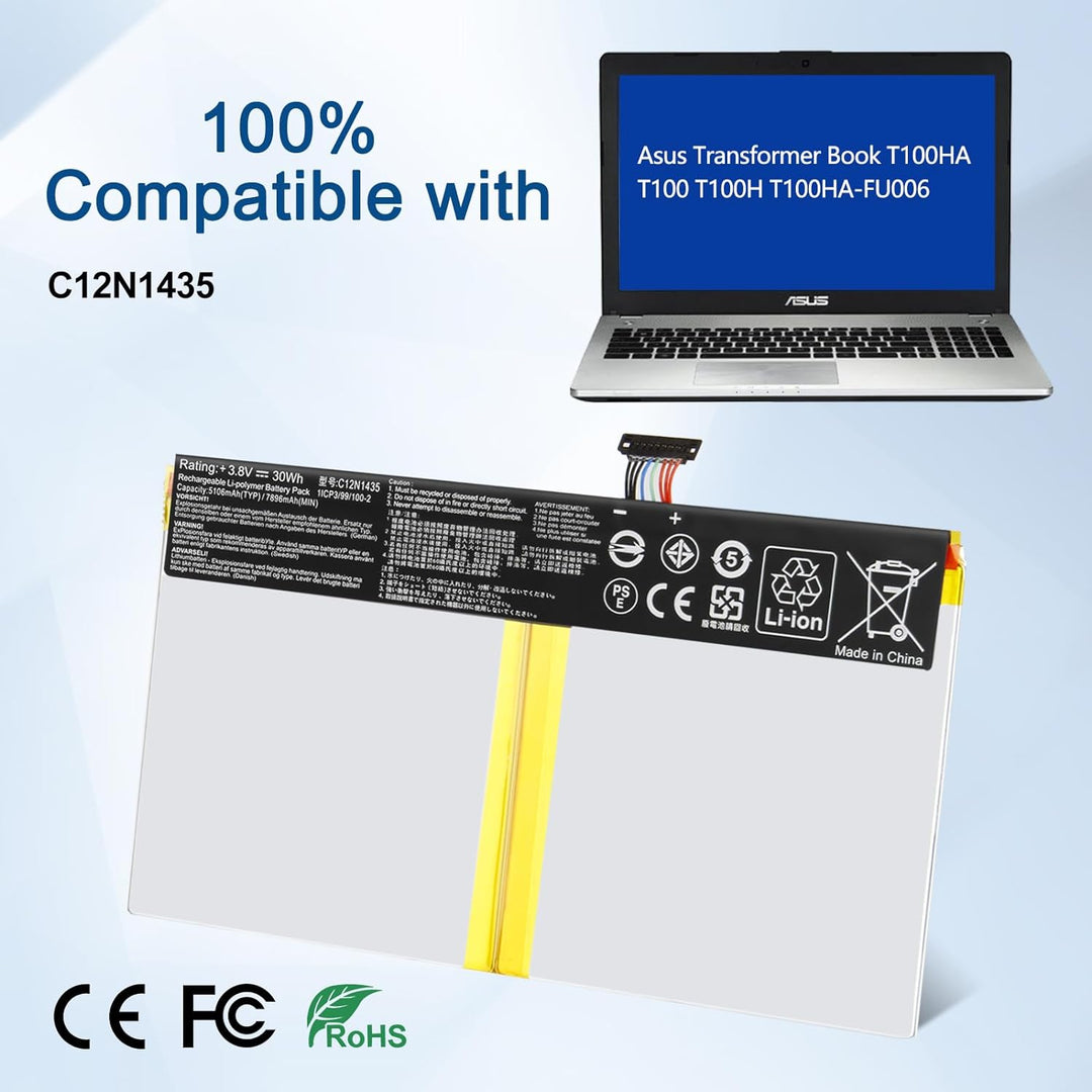 Exmate C12N1435 Laptop Akku Kompatibel für Asus Transformer Book T100HA T100 T100H T100HA-FU006T [3.