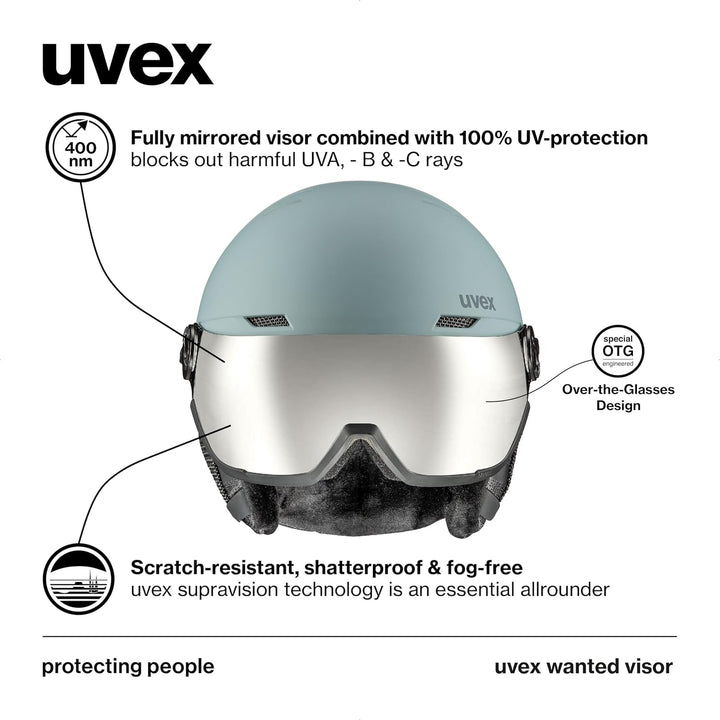 uvex Wanted Visor Visier Skihelm - Navy mat glacier - rhino matt 54-58 cm, glacier - rhino matt 54-5