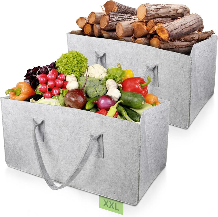EFUTURETIME 2 Stück Filztaschen, 61*32*32cm, Filztasche Shopper Gross mit Henkel, Tasche aus Filz Fa