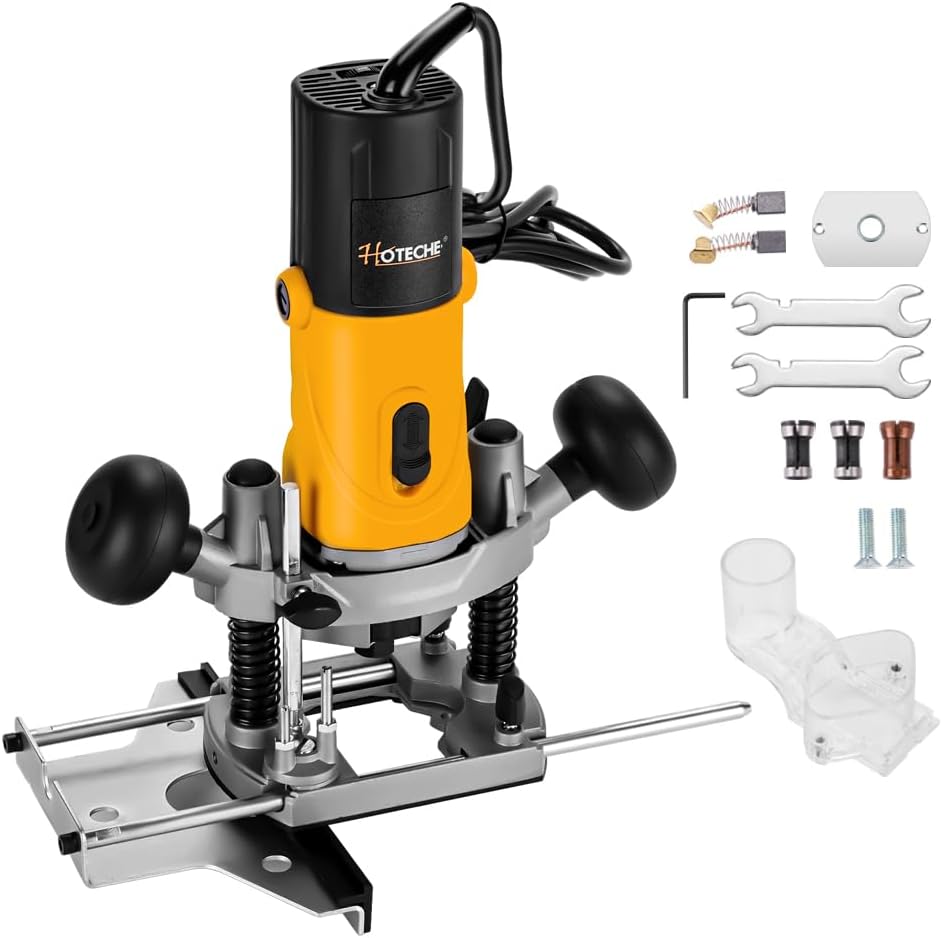 Hoteche 850W Oberfräse mit 30mm max Arbeitstiefe - Elektrische Holzfräse mit Kupferdrahtmotor, 11500