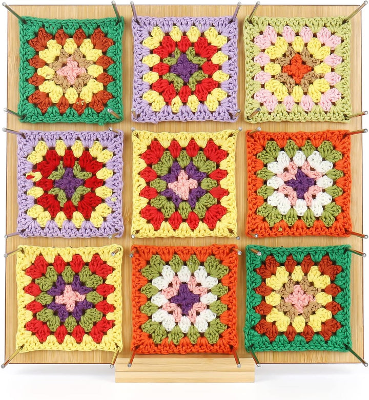 Coopay Granny Square Spanner, Gross Bambus Blocking Board 29 x 29 cm, Blocking Board Häkeln und 30 E