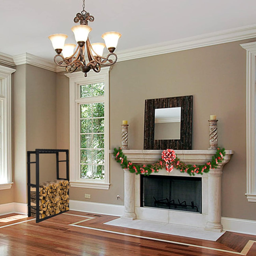 Lospitch Kaminholzregal, Innen Brennholzregal Holzhalter aus Stahl, Stabiles Metall-Gestell In Matt