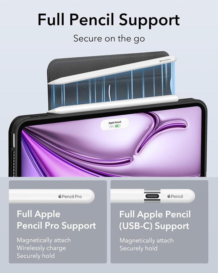 ESR für iPad Air 13 Zoll M2 Hülle, iPad Air 2024 Hülle mit Stifthalter, abnehmbare magnetische Abdec