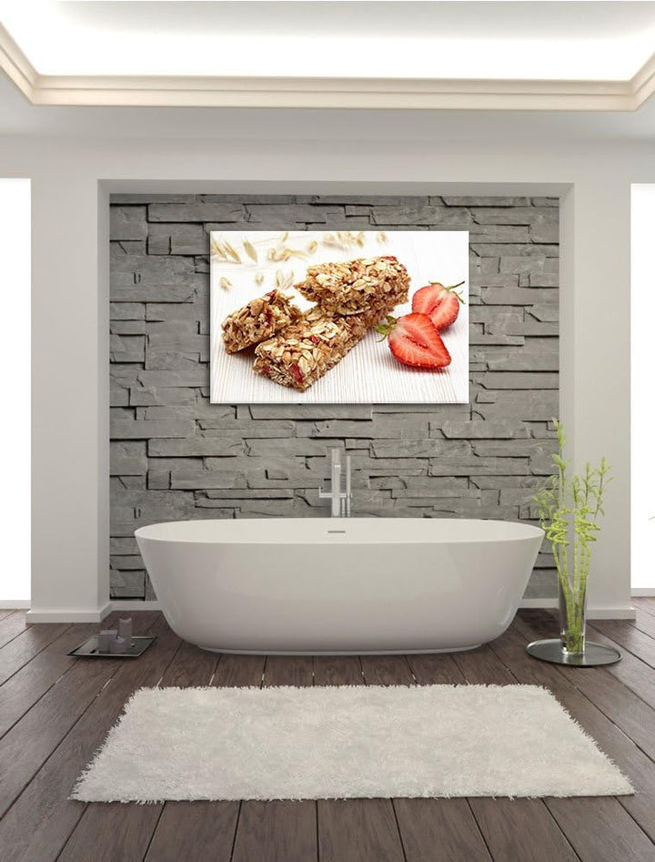 Gesunde Müsliriegel Format: 120x80 auf Leinwand, XXL riesige Bilder fertig gerahmt mit Keilrahmen, K