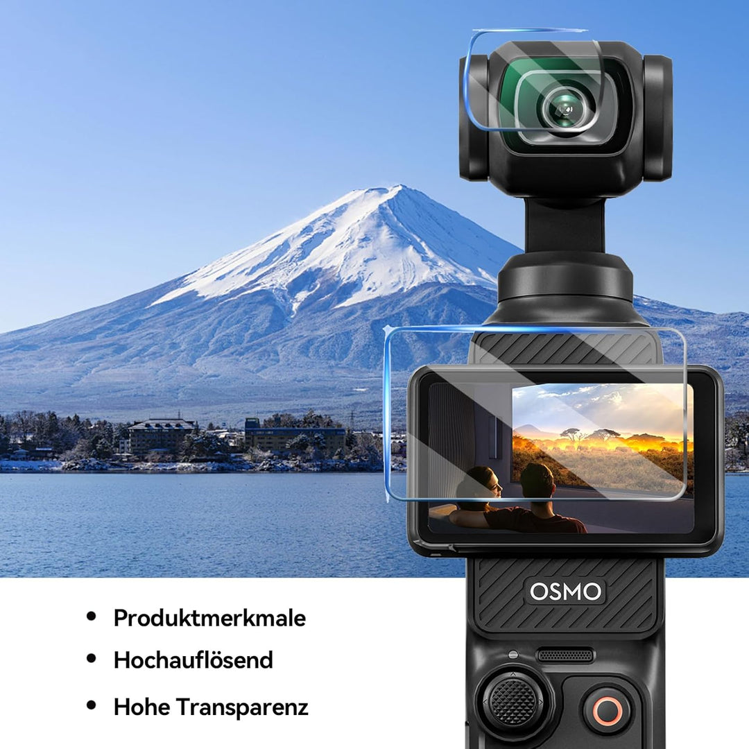 DJI Osmo Pocket 3 Zubehör, Tasche + Objektivschutz + Displayschutzfolie, Tragbarer Aufbewahrungs Kof