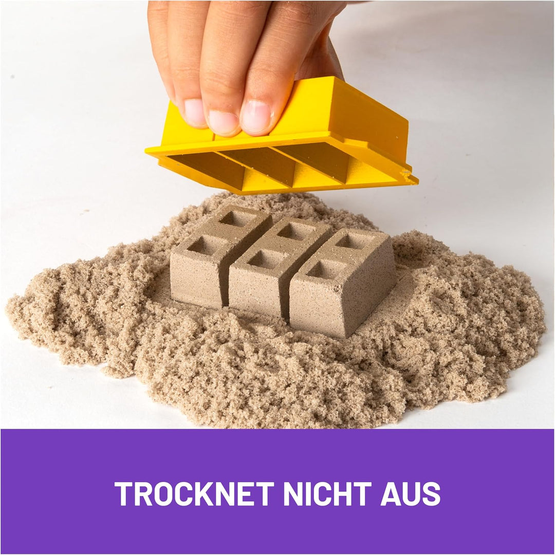 Kinetic Sand Baustellen Set - mit 454 g magischem Sand in Naturbraun, Bagger und Werkzeugen für krea