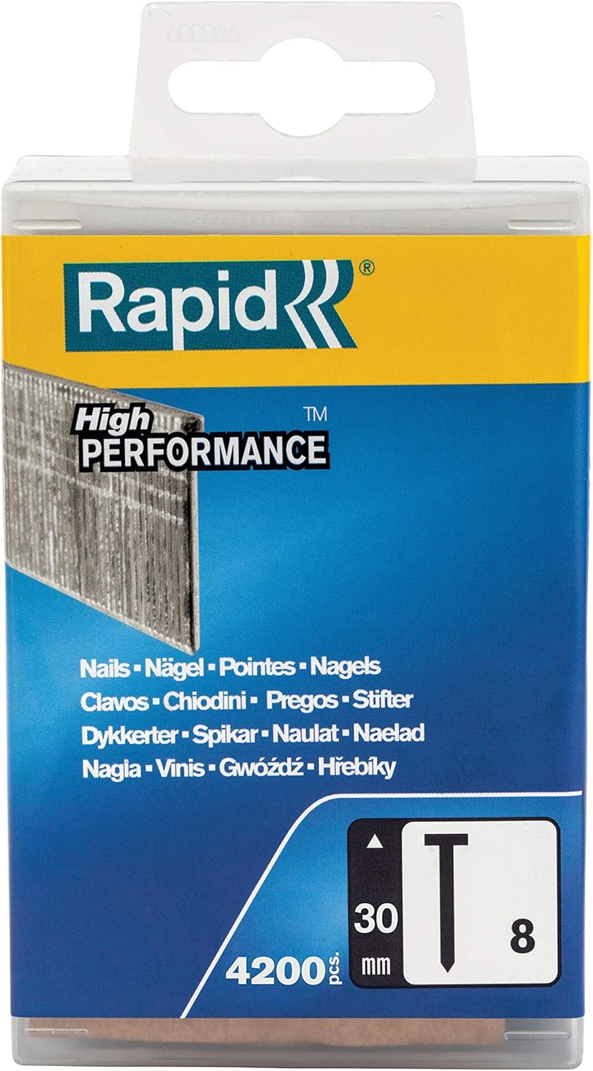 Rapid Nägel Typ 8, 30mm Stauchkopfnägel 18Ga, 4.200 Stk. Kunststoffbox, für tacker, druckluftnagler