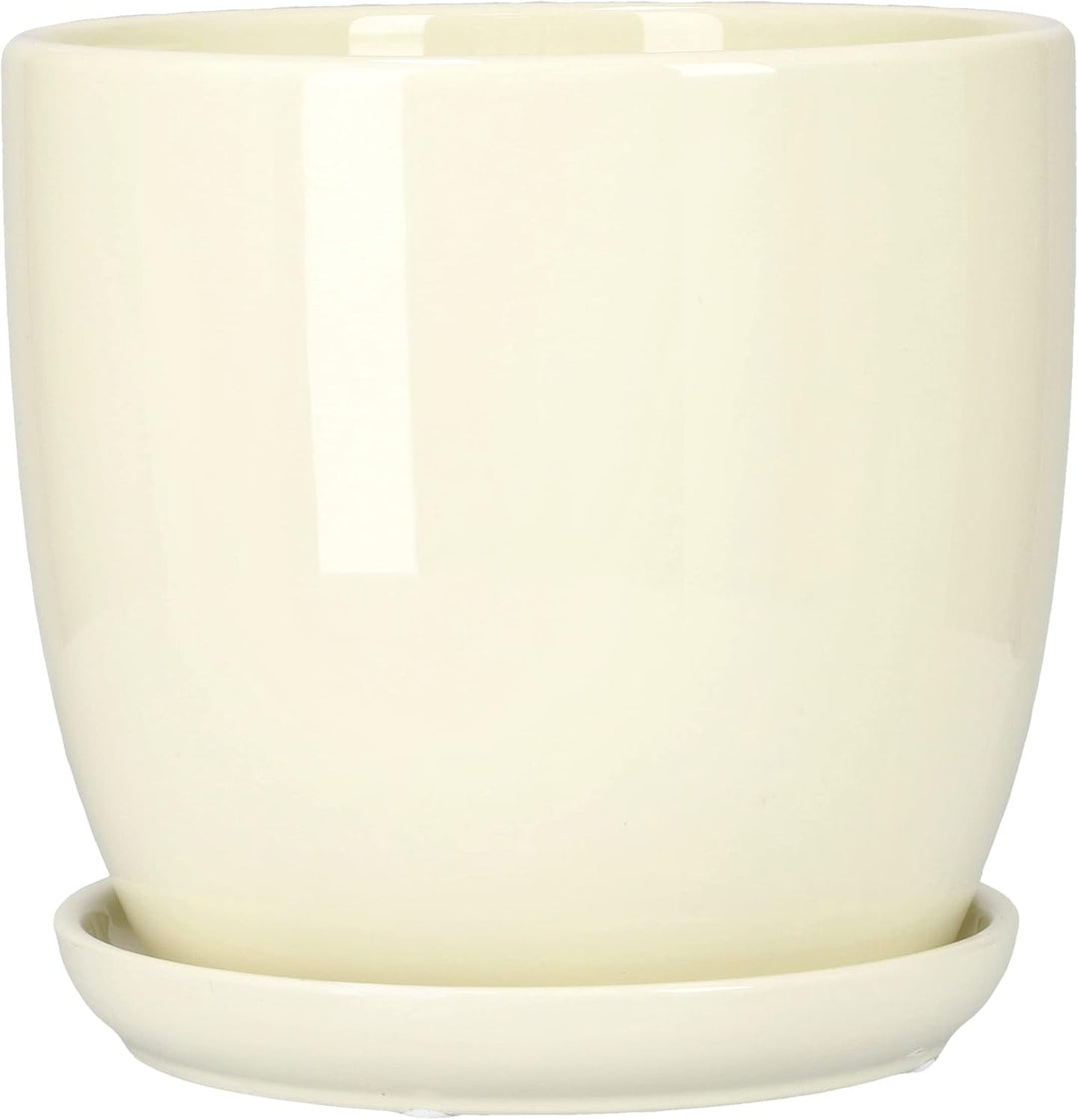 KOTARBAU® 2er Set Keramik Blumentopf Übertopf für Blumen Pflanzen ⌀ 17 cm mit Tropfschale Beige ⌀ 17