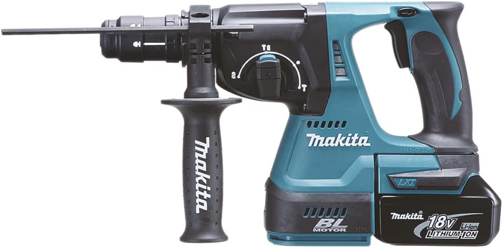 Makita Akku-Kombihammer für SDS-Plus, (18 V, 5,0 Ah im Makpac inklusive 2 Akkus und Ladegerät), DHR2