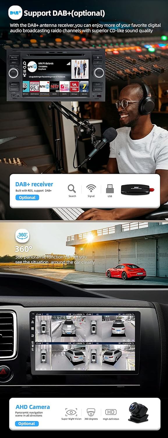 JOYX Android 12 Autoradio Passt für Ford C-Max/Focus/Galaxy/S-Max/Transit/Mondeo - 2 Din - Kamera +