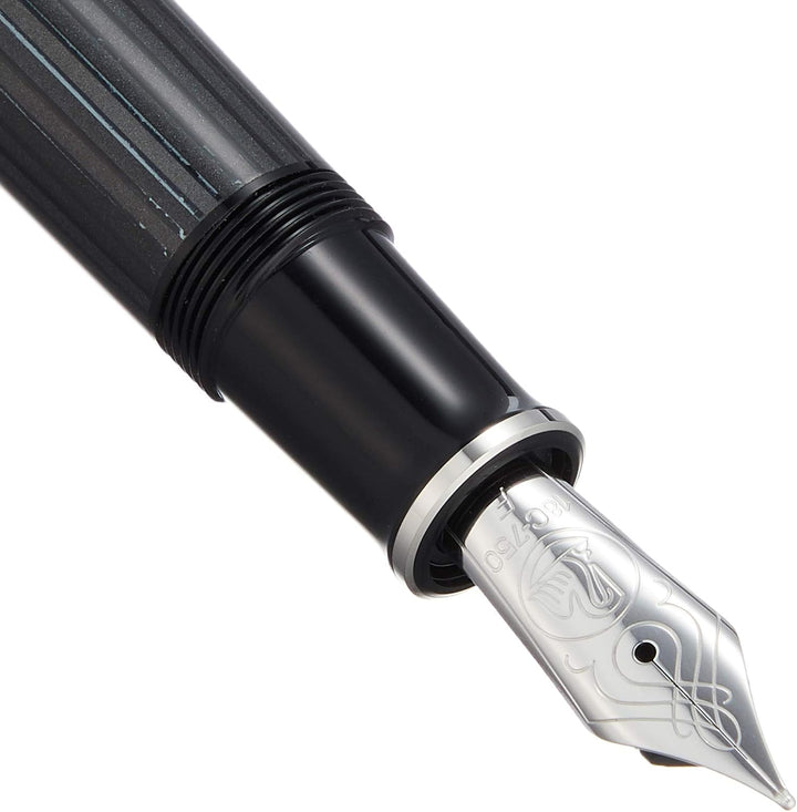 Pelikan Premium M805 Füllfederhalter, Feder F Plume schwarz/grau, schwarz/grau