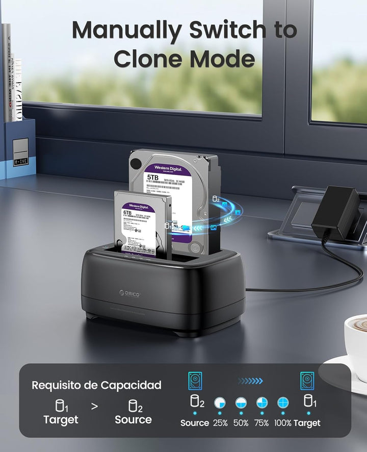 ORICO Offline-Klonen 3,5 Zoll Festplatten Dockingstation,Dualschacht USB 3.0 HDD Docking Station für