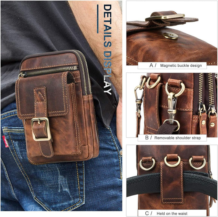 CONTACTS Echtes Leder Herren Kleine Messenger Taillentasche Gürteltasche Telefon Brieftasche Geldbör