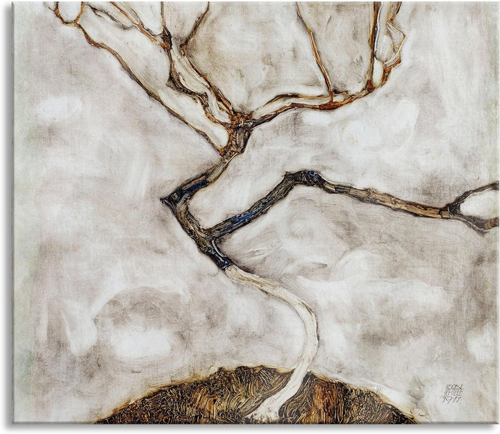 Egon Schiele - Kleiner Baum im Spätherbst Herdabdeckplatte & Spritzschutz aus Echtglas | Für Herd-Ko