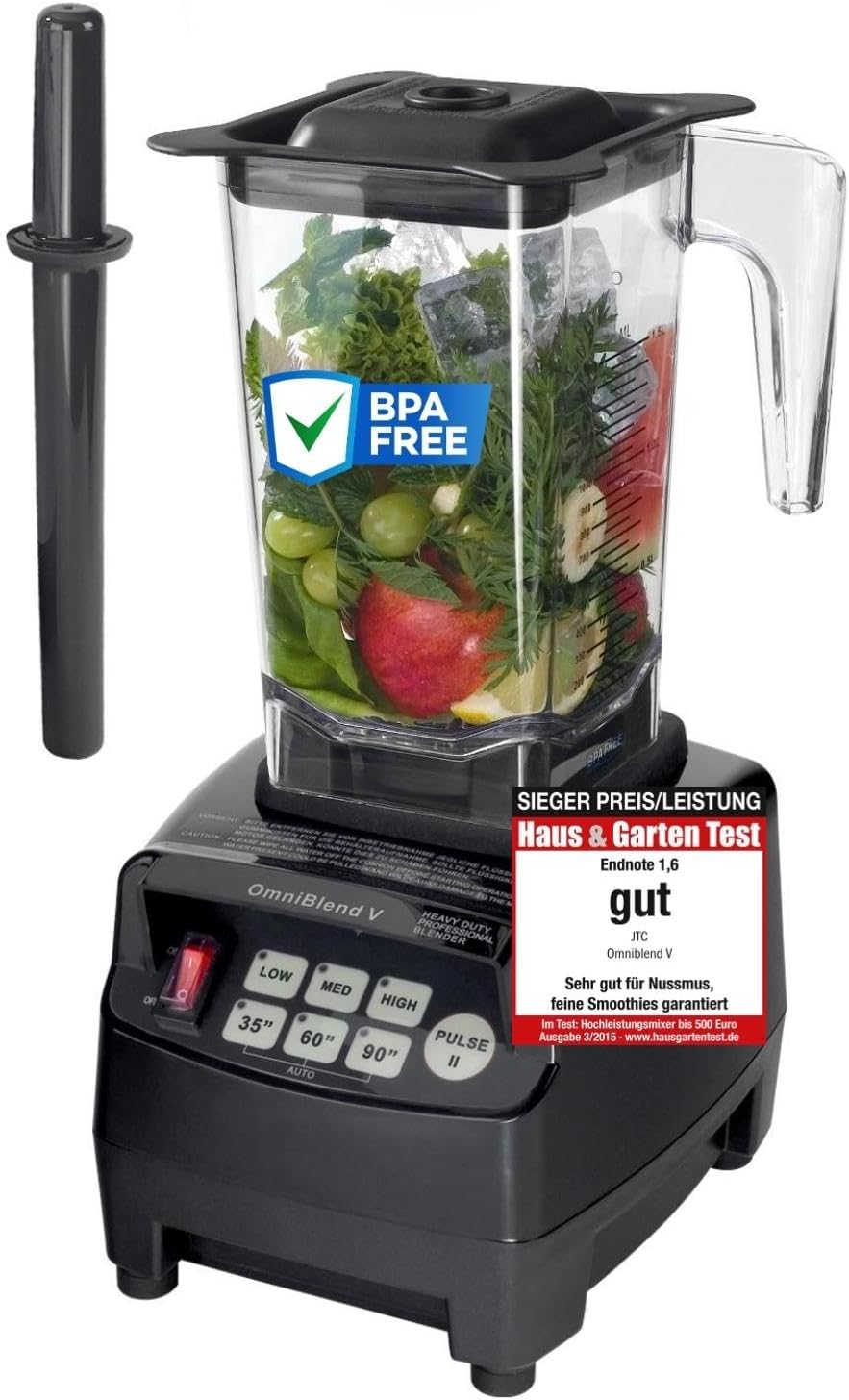 OmniBlend Smoothie Maker 1,5L in schwarz I Smoothie Mixer inkl. BPA-freiem Behälter & 6-Klingen-Syst